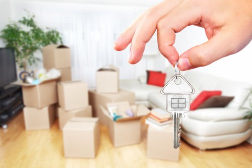 Office relocation planning in Richmond upon Thames with business equipment ready for transport