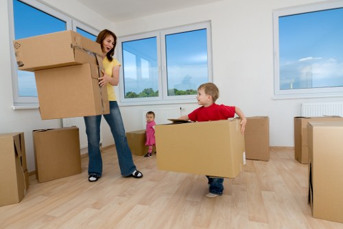 Packed boxes and furniture ready for house removals