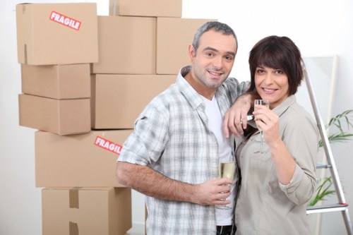 Local office moving team handling office furniture in a Richmond upon Thames commercial area
